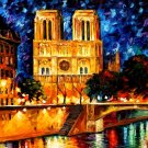 NOTRE DAME DE PARIS -  Original Oil Painting On Canvas By Leonid Afremov -  Size 30"x 40"