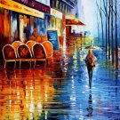 CAFE IN PARIS -  Original Oil Painting On Canvas By Leonid Afremov -  Size 30"x 40"