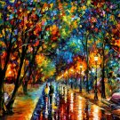 NIGHT ALLEY -  Original Oil Painting On Canvas By Leonid Afremov -  Size 30"x 40"