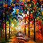 Afremov FOREST PATH WALL ART DECOR OIL PAINTING CANVAS LANDSCAPE PARK PEOPLE