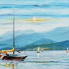Blue Sky — PALETTE KNIFE Landscape Sea Oil Painting On Canvas By Leonid Afremov - Size: 40" x 24"