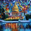 Capitol At Night Washington — PALETTE KNIFE Painting On Canvas By Leonid Afremov - Size: 40" x 30"