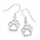 Sterling Silver High Polished Cut Out Paw Print Earrings
