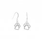Sterling Silver High Polished Cut Out Paw Print Earrings