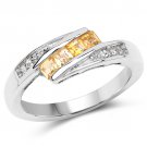Citrine and White Topaz .925 Sterling Silver .43 Carat Ring