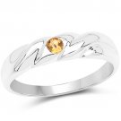 Citrine .925 Sterling Silver Round Bezel Set .10 Carat Ring