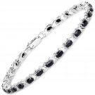 Sterling Silver 8.75 Carat Genuine Black Sapphire 8 Inch Tennis Bracelet