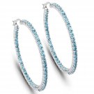 Sterling Silver 3.60 Carat Swiss Blue Topaz Hoop Earrings Over 100 Gemstones