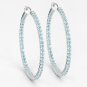 Sterling Silver 3.60 Carat Swiss Blue Topaz Hoop Earrings Over 100 Gemstones
