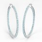 Sterling Silver 3.60 Carat Swiss Blue Topaz Hoop Earrings Over 100 Gemstones