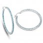 Sterling Silver 3.60 Carat Swiss Blue Topaz Hoop Earrings Over 100 Gemstones
