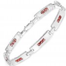 Sterling Silver 2.52 Carat Orange Sapphire 8.5 Inch Bracelet For Men and Women