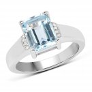 Sterling Silver 2.64 Carat Genuine Blue and White Topaz Ring