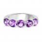 Sterling Silver 2.25 Carat Genuine Amethyst 5 Stone Ring