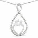 Sterling Silver 0.34 Carat Genuine White Diamond Mom and Child Pendant
