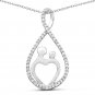 Sterling Silver 0.34 Carat Genuine White Diamond Mom and Child Pendant