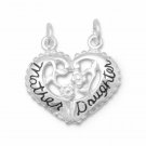 Sterling Silver Heart Shaped Mother Daughter Break Away Charm