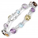 Sterling Silver 26.74 Carat Genuine Diamond and Multi Stone Bracelet
