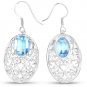 Sterling Silver 10.72 Carat Genuine Blue Topaz Earrings