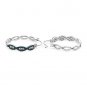 Sterling Silver .52 Carat Genuine Blue Diamond White Diamond Hoop Earrings