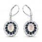 Sterling Silver 2.80 Carat Ethiopian Opal Blue Sapphire White Topaz Earrings