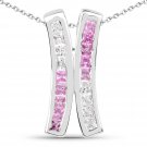 Sterling Silver 1.08 Carat Genuine Pink and White Sapphire Pendant