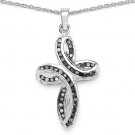 Sterling Silver 0.49 Carat Genuine Black Diamond Cross Pendant