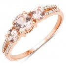 14K Rose Gold 0.72 Carat Genuine Morganite and White Diamond Ring