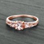 14K Rose Gold 0.72 Carat Genuine Morganite and White Diamond Ring