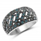 Sterling Silver 0.60 Carat Genuine Blue Diamond Cocktail Ring