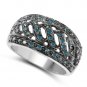Sterling Silver 0.60 Carat Genuine Blue Diamond Cocktail Ring