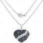 Sterling Silver 4.60 Carat Genuine Blue Sapphire and White Topaz Heart Pendant