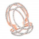 Sterling Silver 14K Rose Gold Plated 0.73 Carat White Diamond Crossover Ring