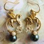 Dark Night Tahitian Pearls Pegasus Earrings (FY-E060)
