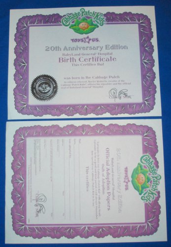 cabbage patch birth certificate pdf