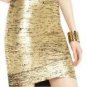 $198 New BCBG Max Azria "Silvie" Gold Foil Bandage Power Skirt S
