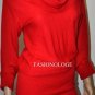 $278 New BCBG Max Azria 100% Cashmere Gold Red Colw Neck Knit Sweater Dress S