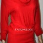 $278 New BCBG Max Azria 100% Cashmere Gold Red Colw Neck Knit Sweater Dress S