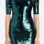 $338 New BCBG Max Azria "Marta" Deep Jade Sequin Cocktail Party Dress NWT S