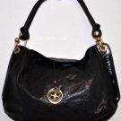 $429 New BCBG Max Azria Black Gold Hardware Leather Hand Shoulder Bag Purse OS L
