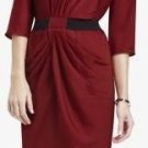 $198 New BCBG Max Azria "Iselin" Red Belted Draped Satin Cocktail Party Dress M