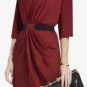 $198 New BCBG Max Azria "Iselin" Red Belted Draped Satin Cocktail Party Dress M