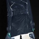 $368 New BCBG Max Azria "Ophelia" Black Ruffle Trench Coat Jacket S