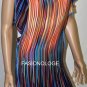 $278 New BCBG Max Azria Teal Multi One Shoulder 100% Silk Shift Party Dress XXS