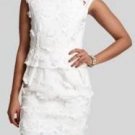 $398 New BCBG Max Azria "Aveline" White Embroidered Cocktail Party Dress L