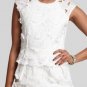 $398 New BCBG Max Azria "Aveline" White Embroidered Cocktail Party Dress L