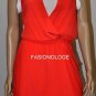 $278 New BCBG Max Azria Poppy Red 100% Silk Draped Cocktail Party Dress 8