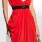 $278 New BCBG Max Azria Poppy Red 100% Silk Draped Cocktail Party Dress 8