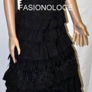 $798 New BCBG Max Azria Strapless Tiered Taffeta Black Evening Dress Gown ~0~