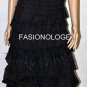 $798 New BCBG Max Azria Strapless Tiered Taffeta Black Evening Dress Gown ~0~